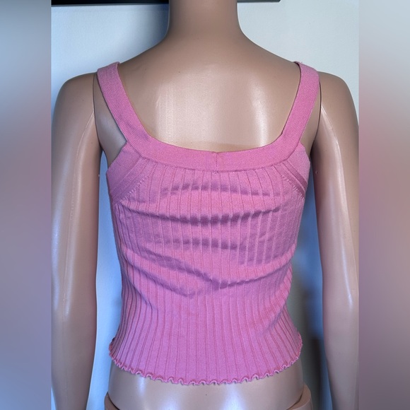 Blumarine Twin Knit Long Sleeve Sweater Tank Set in Bubblegum Pink Wool cardigan